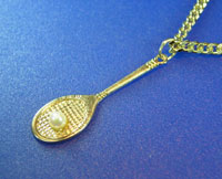 Anhänger Tennisschläger mit Perle klein